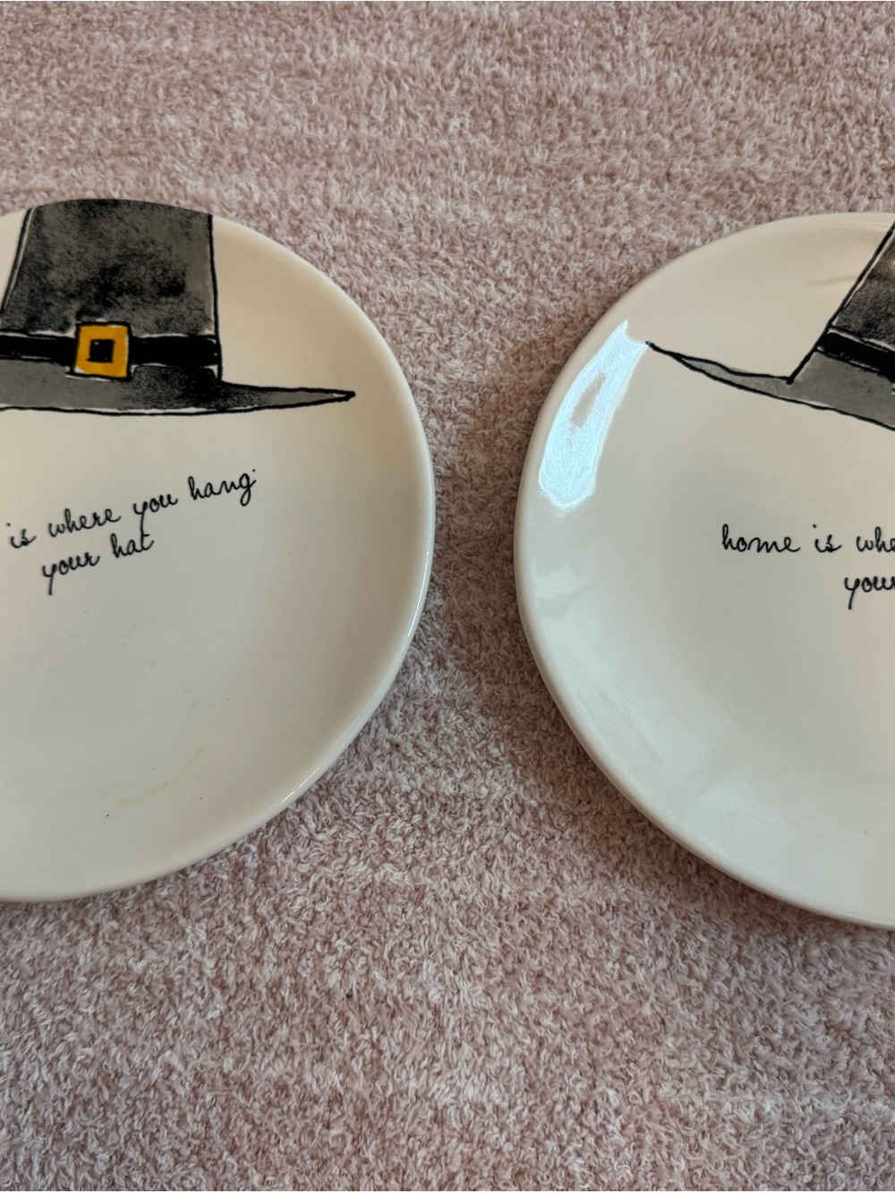 Thanksgiving pilgrimage hat plates set of 2 rae Dunn